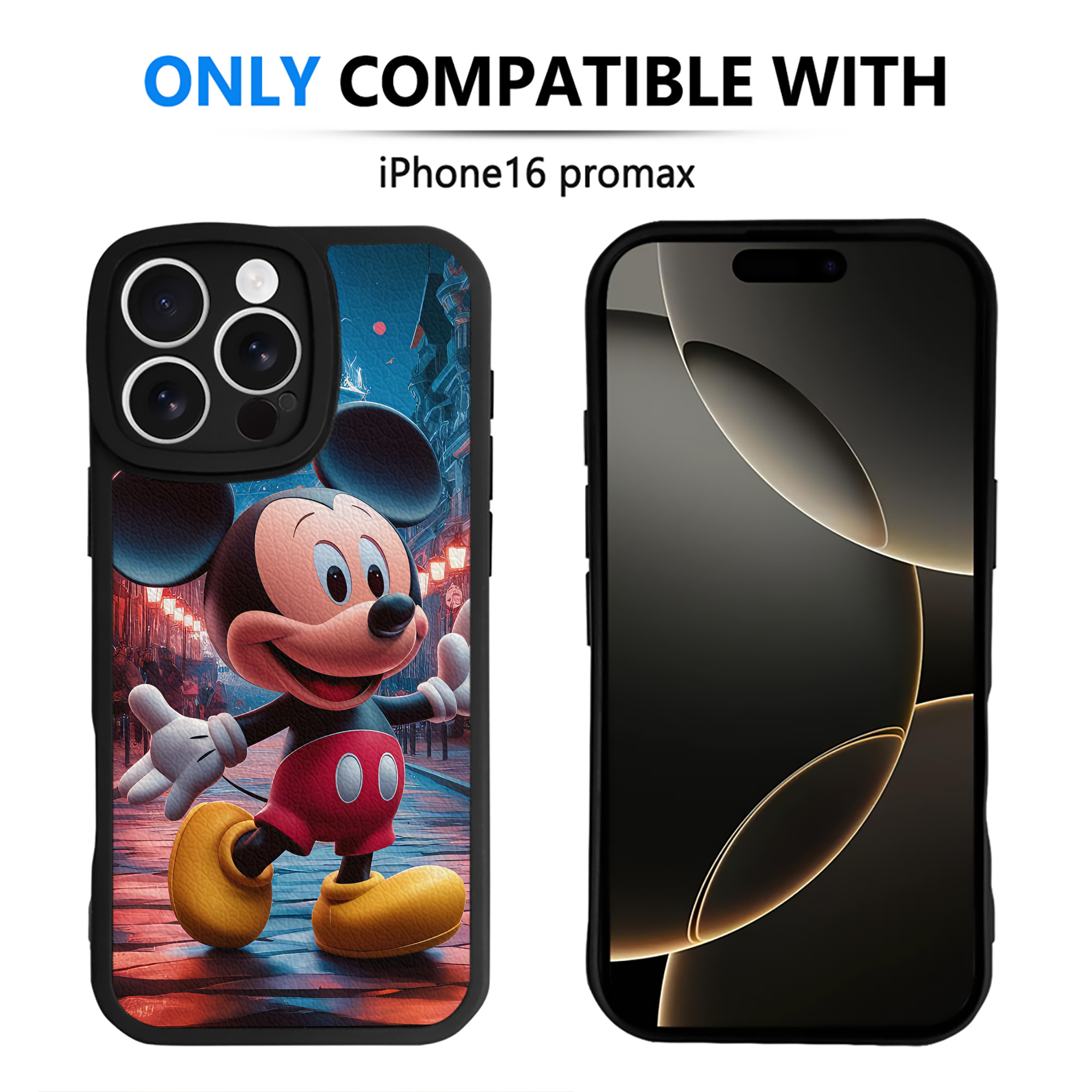 （画像用） ミッキーマウス Mickey Mouse 【iPhone 16シリーズ対応】シリコンスマホケース（レザー調） 材質：シリコン